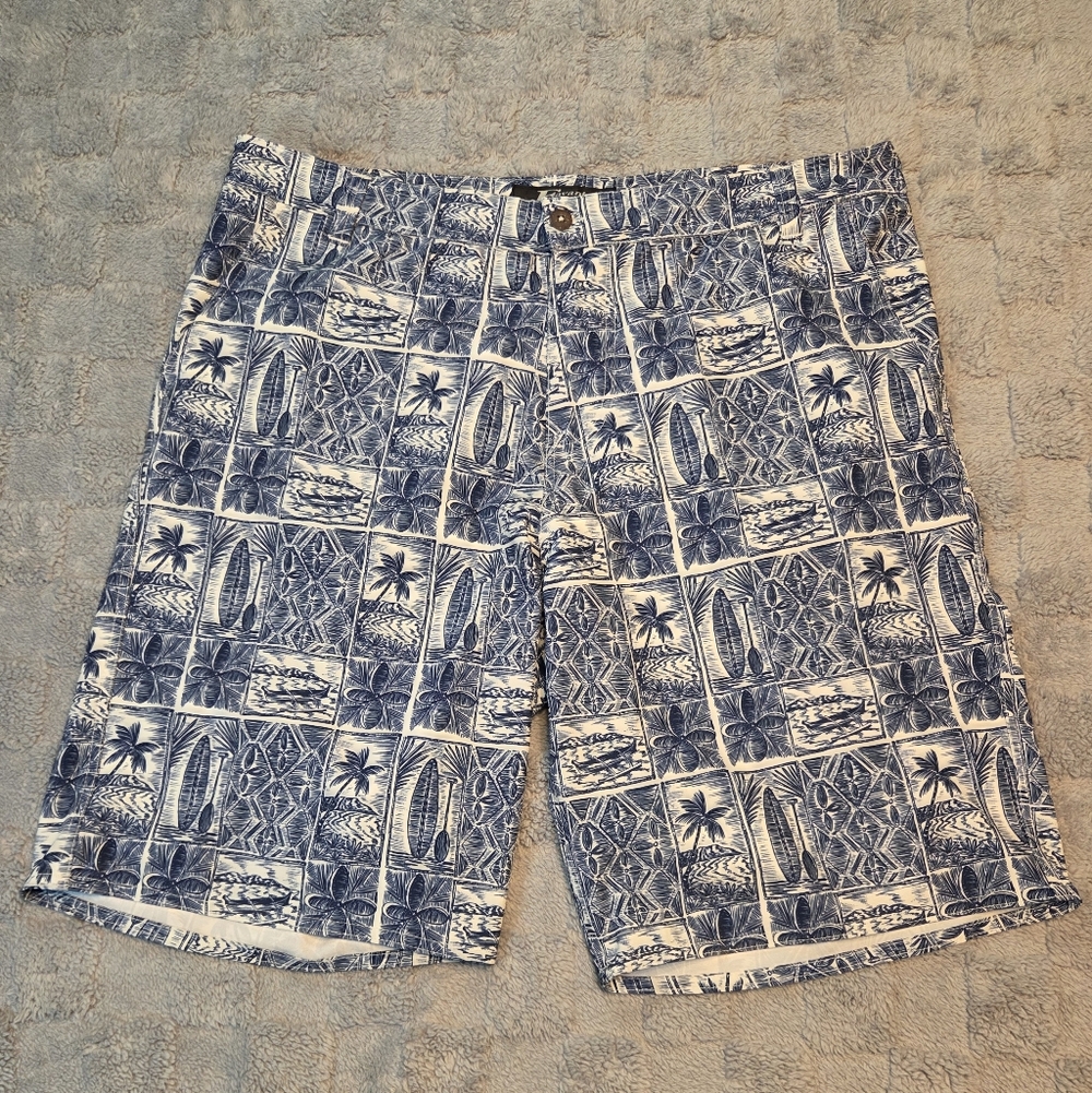 Mens FAVANT Hawaiian Shorts Size 34 White blue Surfer - Picture 2 of 7